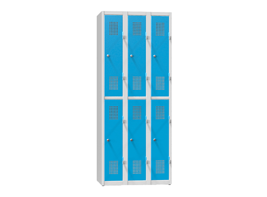 Six-door locker, halving, without shelves XS96-18P